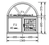 Арочное окно из трех элементов с поворотно-откидной створкой Deceuninck Баутек Нео