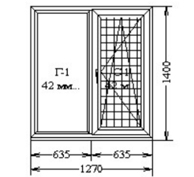 2 двухстворчатых окна с 1 поворотно-откидной и 1 поворотной створками, балконный блок с глухим окном и поворотно-откидной дверью. 